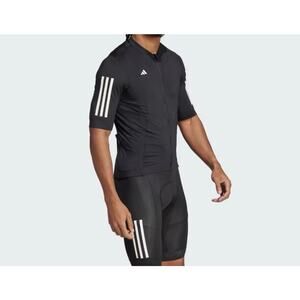 Mens Size Medium Adidas Cycling Jersey Tempo 3-Stripes Tight Fit Full Zip JD7177